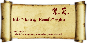 Nádassy Reményke névjegykártya